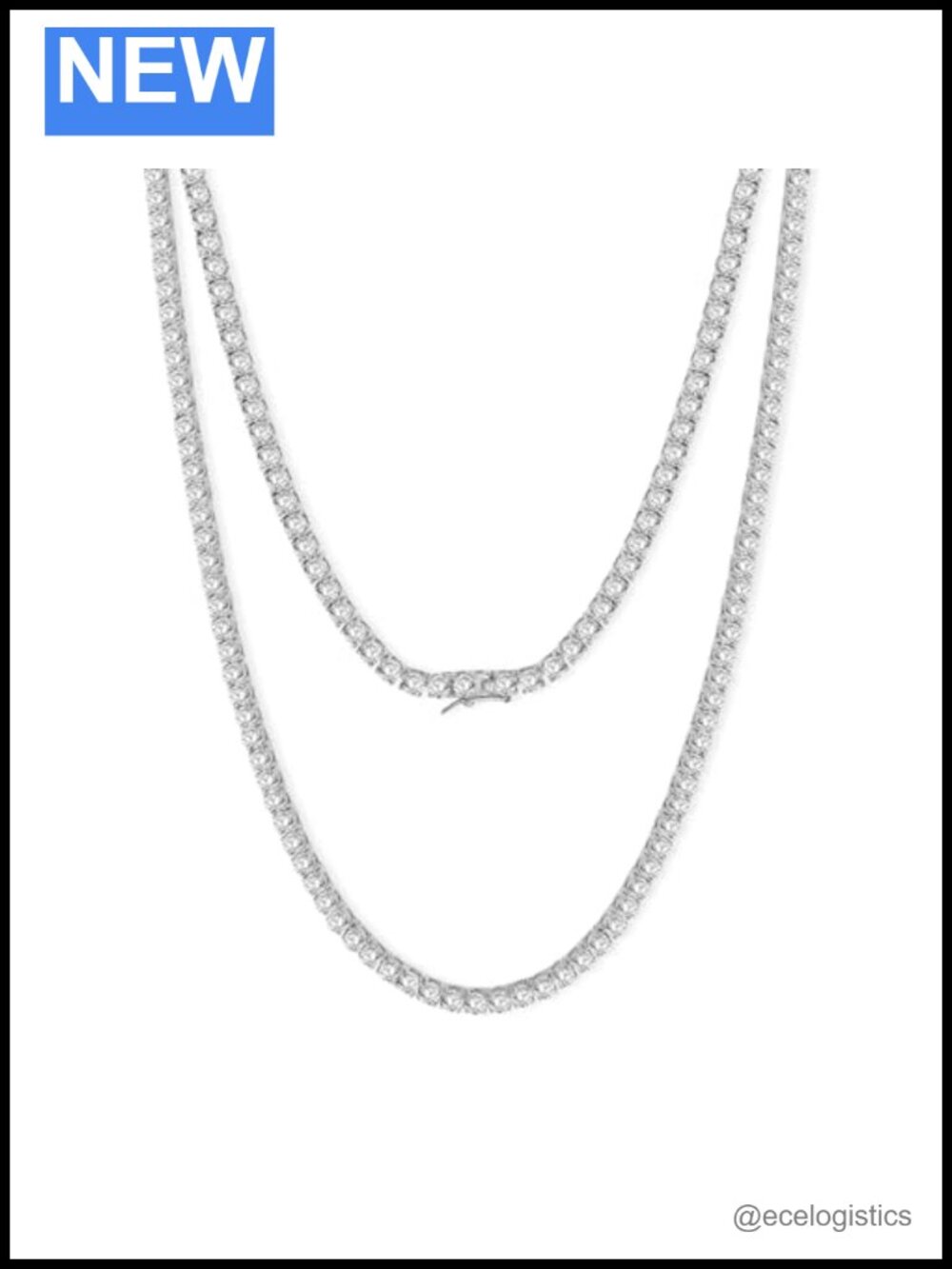 4MM Tennis Necklace Women Cubic Zirconia 18k White Gold Plated
